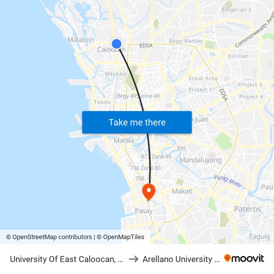 University Of East Caloocan, Samson Road, Caloocan City to Arellano University Jose Abad Campus map