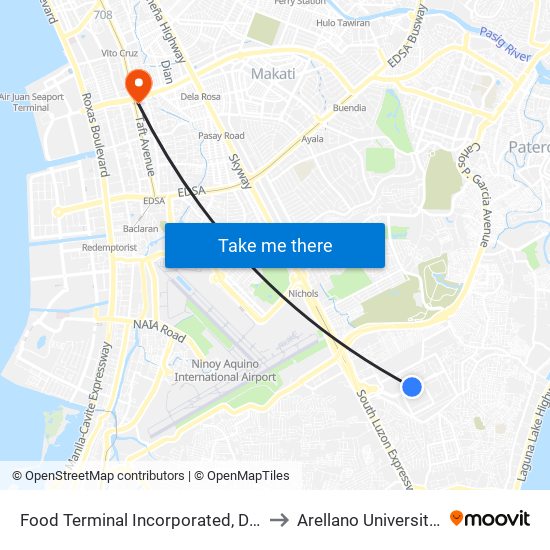 Food Terminal Incorporated, Dbp Ave, Taguig City, Manila, Manila to Arellano University Jose Abad Campus map