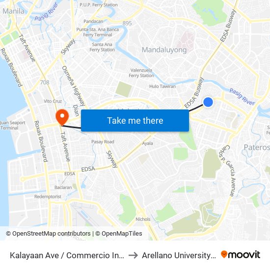 Kalayaan Ave / Commercio Intersection, Taguig City, Manila to Arellano University Jose Abad Campus map