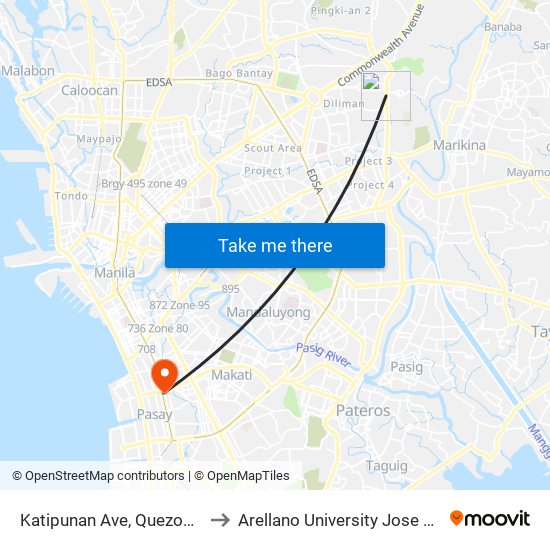 Katipunan Ave, Quezon City, Manila to Arellano University Jose Abad Campus map