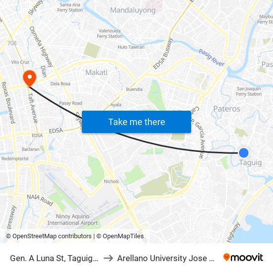 Gen. A Luna St, Taguig City, Manila to Arellano University Jose Abad Campus map