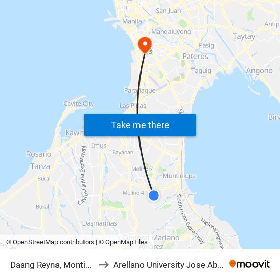 Daang Reyna, Montinlupa City to Arellano University Jose Abad Campus map