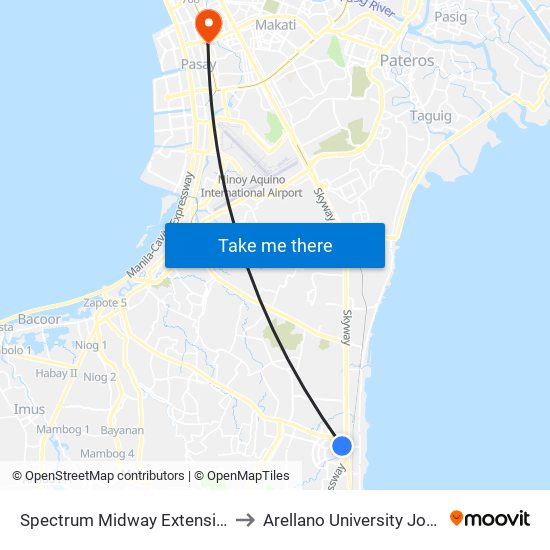 Spectrum Midway Extension, Montinlupa City to Arellano University Jose Abad Campus map