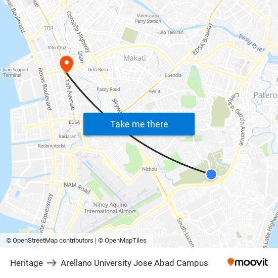 Heritage to Arellano University Jose Abad Campus map