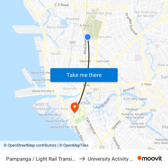 Pampanga / Light Rail Transit Line, Quezon City to University Activity Center - PLM map