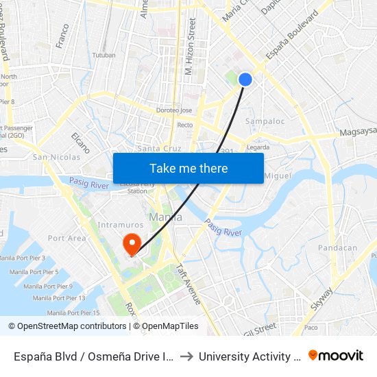 España Blvd / Osmeña Drive Intersection, Manila to University Activity Center - PLM map