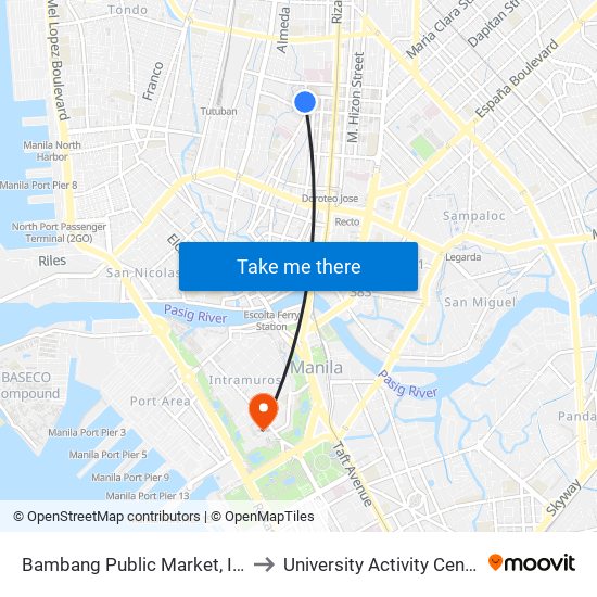 Bambang Public Market, Ipil, Manila to University Activity Center - PLM map