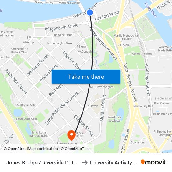 Jones Bridge / Riverside Dr Intersection, Manila to University Activity Center - PLM map