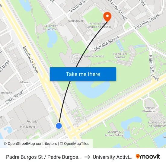 Padre Burgos St / Padre Burgos Street Intersection, Manila to University Activity Center - PLM map