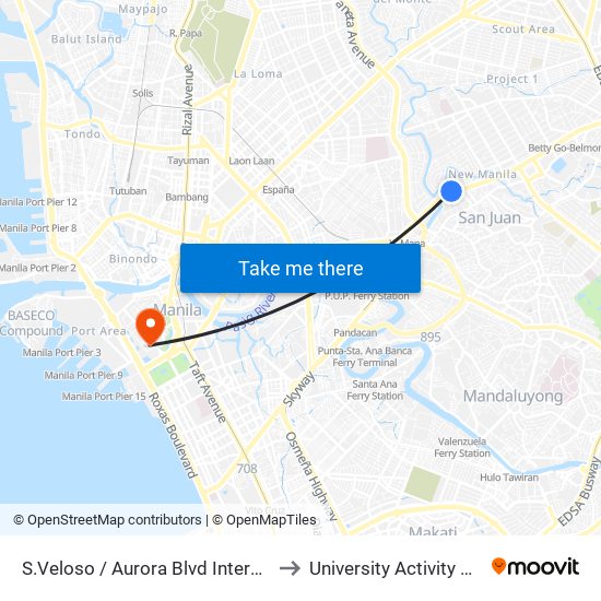 S.Veloso / Aurora Blvd Intersection, San Juan to University Activity Center - PLM map