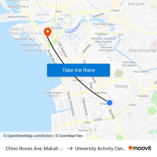 Chino Roces Ave, Makati City, Manila to University Activity Center - PLM map