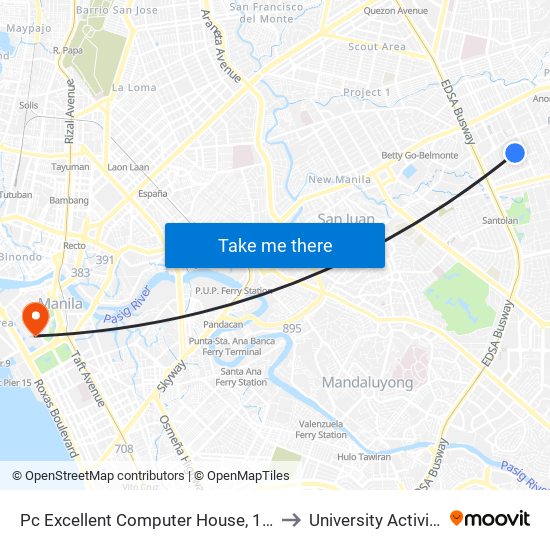 Pc Excellent Computer House, 13th Ave, Quezon City, Manila to University Activity Center - PLM map
