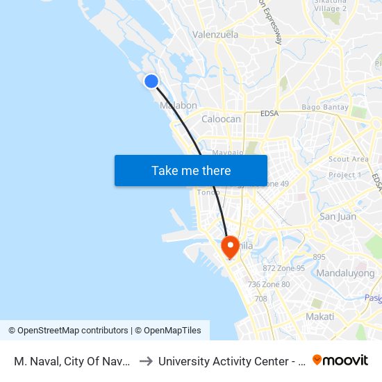 M. Naval, City Of Navotas to University Activity Center - PLM map