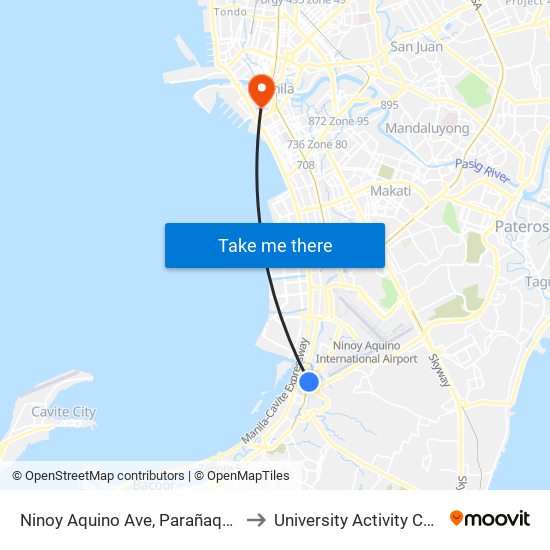 Ninoy Aquino Ave, Parañaque City, Manila to University Activity Center - PLM map