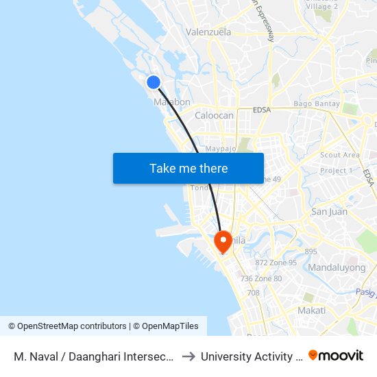 M. Naval / Daanghari Intersection, City Of Navotas to University Activity Center - PLM map
