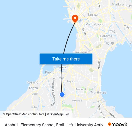 Anabu II Elementary School, Emilio Aguinaldo Hwy, Imus, Manila to University Activity Center - PLM map