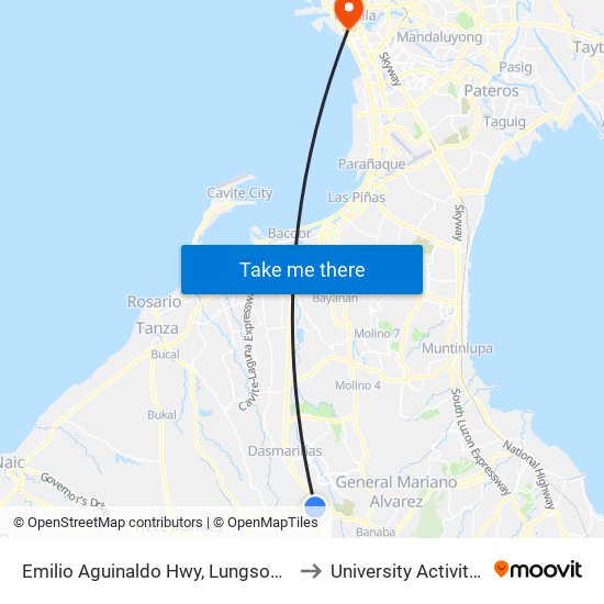 Emilio Aguinaldo Hwy, Lungsod Ng Dasmariñas, Manila to University Activity Center - PLM map