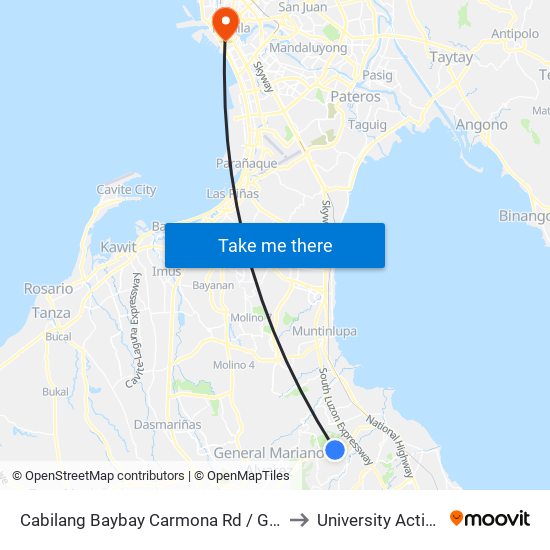 Cabilang Baybay Carmona Rd / Governor's Drive, Carmona, Manila to University Activity Center - PLM map