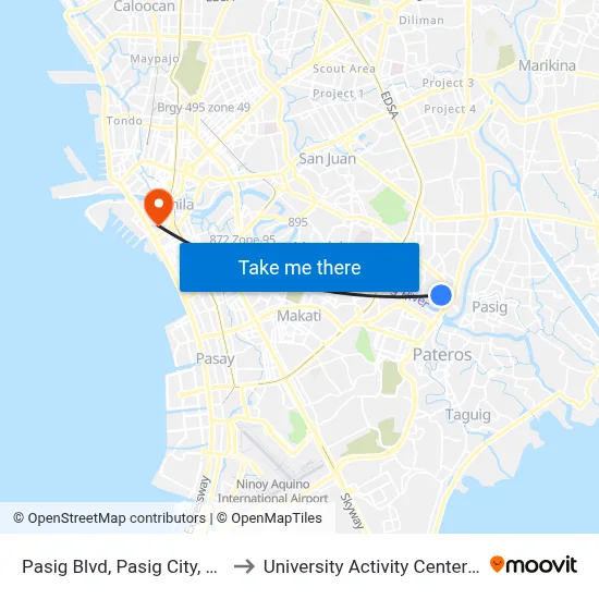 Pasig Blvd, Pasig City, Manila to University Activity Center - PLM map