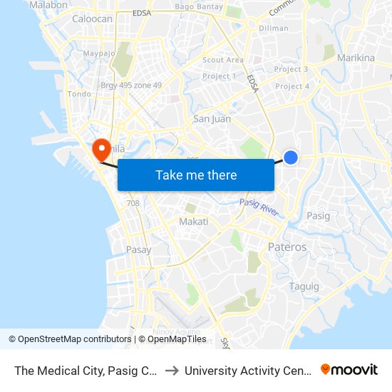 The Medical City, Pasig City, Manila to University Activity Center - PLM map