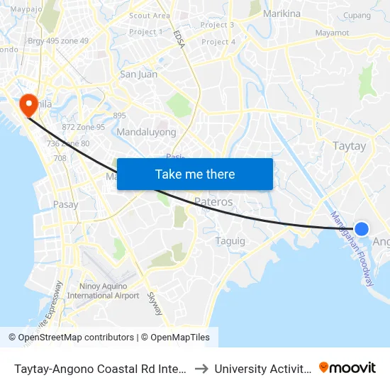 Taytay-Angono Coastal Rd Intersection, Angono, Manila to University Activity Center - PLM map