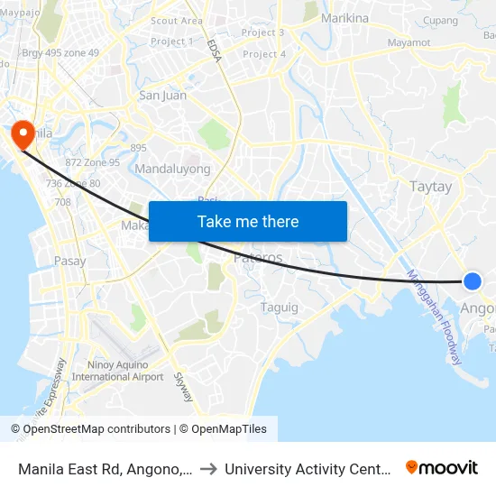 Manila East Rd, Angono, Manila to University Activity Center - PLM map