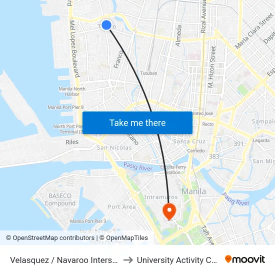 Velasquez / Navaroo Intersection, Tondo to University Activity Center - PLM map