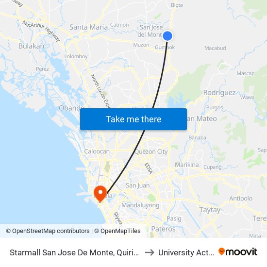Starmall San Jose De Monte, Quirino Highway, City Of San Jose Del Monte to University Activity Center - PLM map