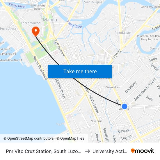 Pnr Vito Cruz Station, South Luzon Expressway, Makati City, Manila to University Activity Center - PLM map
