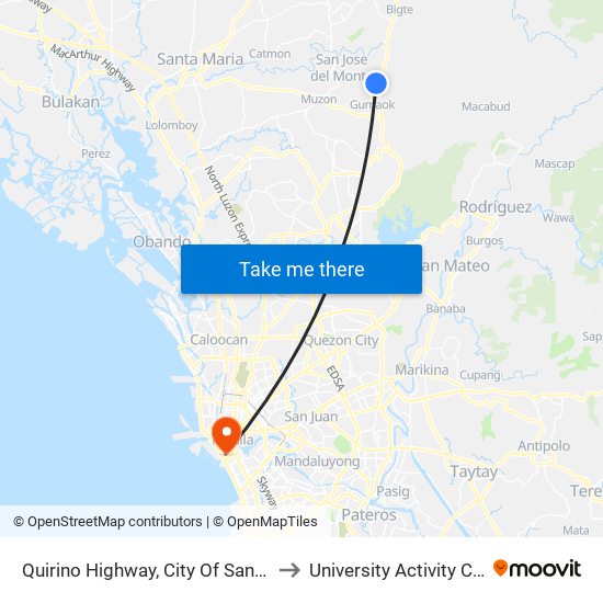 Quirino Highway, City Of San Jose Del Monte to University Activity Center - PLM map