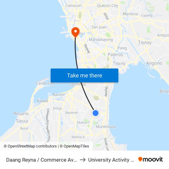 Daang Reyna / Commerce Ave, Montinlupa City to University Activity Center - PLM map