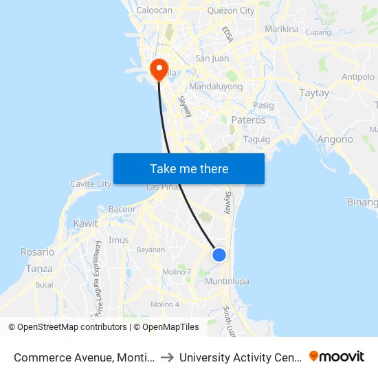 Commerce Avenue, Montinlupa City to University Activity Center - PLM map