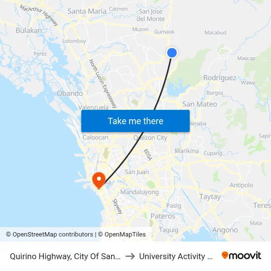 Quirino Highway, City Of San Jose Del Monte to University Activity Center - PLM map