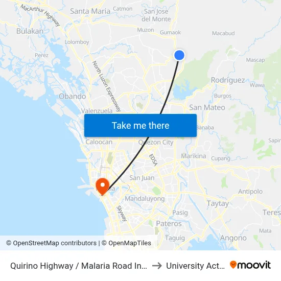 Quirino Highway / Malaria Road Intersection, City Of San Jose Del Monte to University Activity Center - PLM map