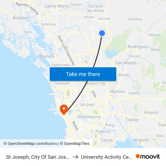 St Joseph, City Of San Jose Del Monte to University Activity Center - PLM map