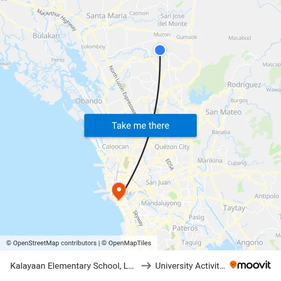 Kalayaan Elementary School, Langit Road, Caloocan City to University Activity Center - PLM map