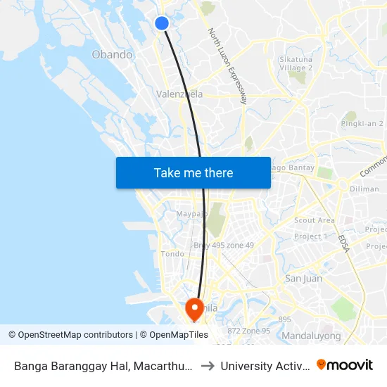 Banga Baranggay Hal, Macarthur Highway, City Of Meycauayan to University Activity Center - PLM map