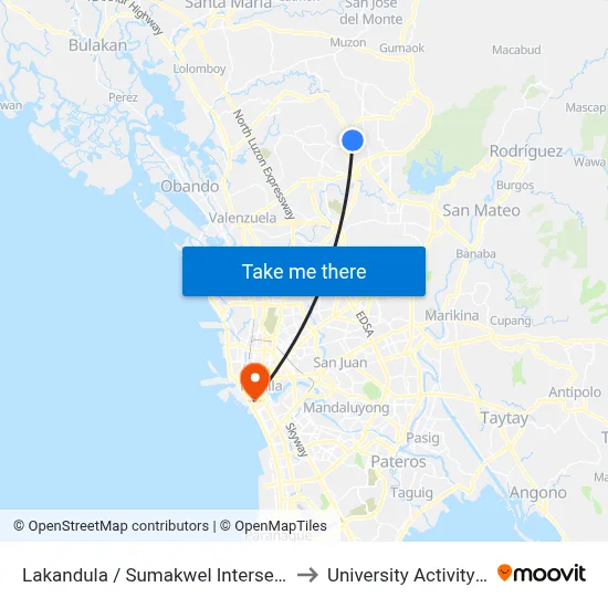 Lakandula / Sumakwel Intersection, Valenzuela City to University Activity Center - PLM map