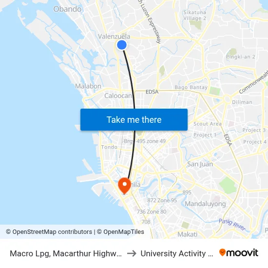 Macro Lpg, Macarthur Highway, Valenzuela City to University Activity Center - PLM map