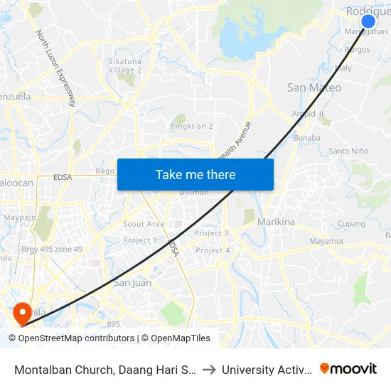 Montalban Church, Daang Hari Streeet Intersection, Rodriguez to University Activity Center - PLM map