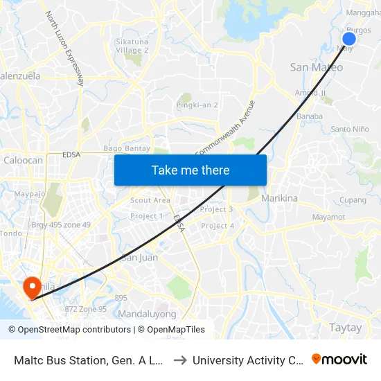 Maltc Bus Station, Gen. A Luna, San Mateo to University Activity Center - PLM map