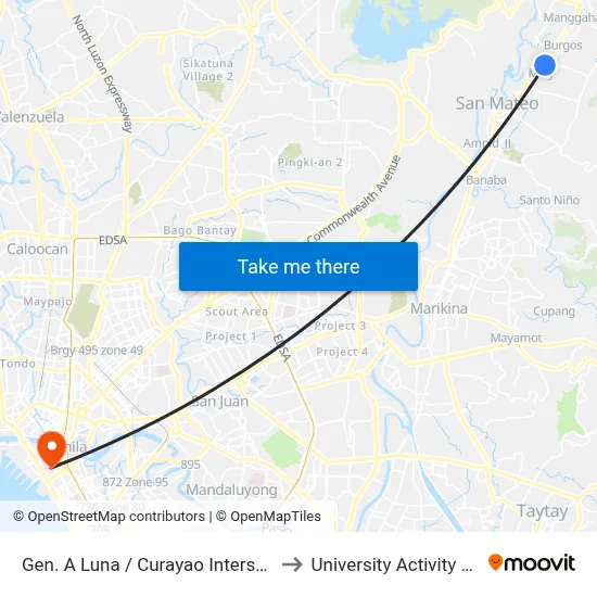 Gen. A Luna / Curayao Intersection, San Mateo to University Activity Center - PLM map