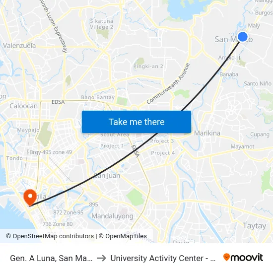 Gen. A Luna, San Mateo to University Activity Center - PLM map