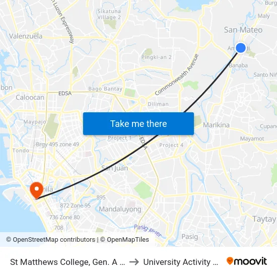 St Matthews College, Gen. A Luna, San Mateo to University Activity Center - PLM map