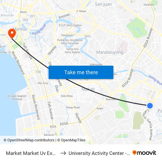Market Market Uv Express to University Activity Center - PLM map