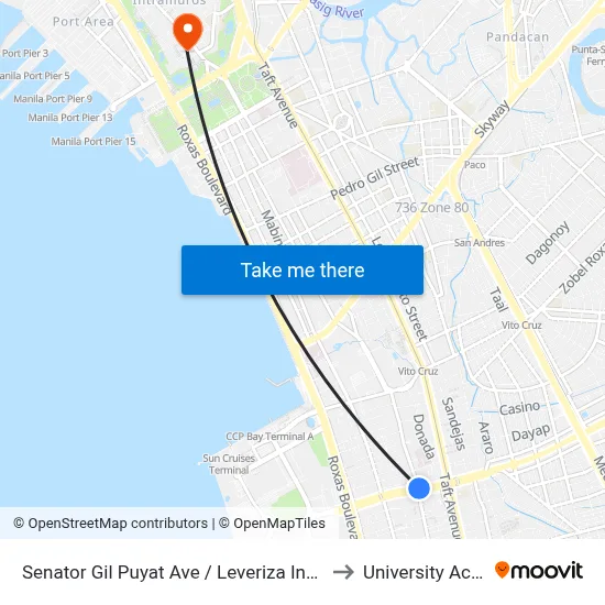 Senator Gil Puyat Ave / Leveriza Intersection West Bound, Lungsod Ng Pasay to University Activity Center - PLM map