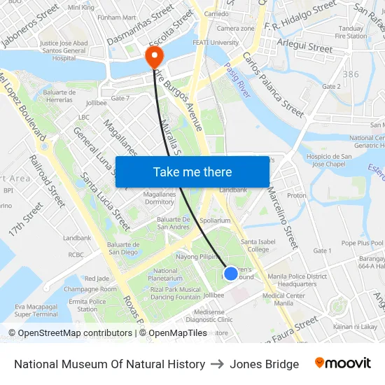 National Museum Of Natural History to Jones Bridge map