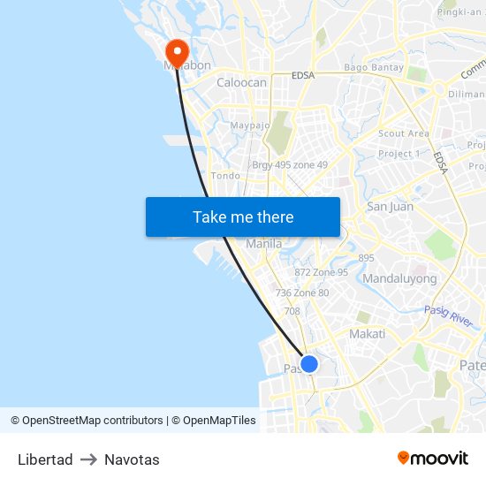 Libertad to Navotas map
