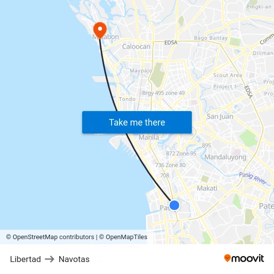 Libertad to Navotas map