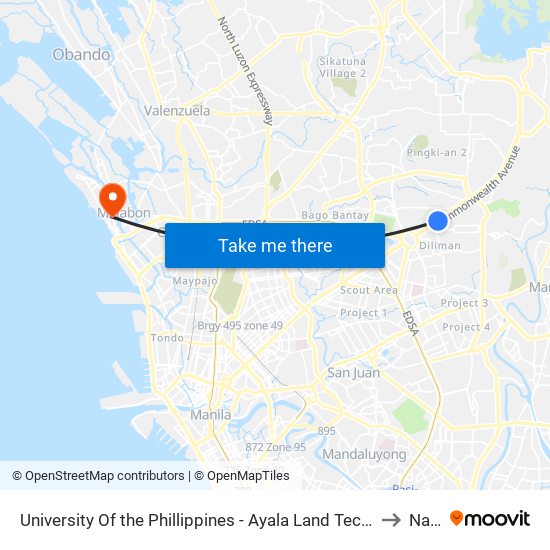 University Of the Phillippines - Ayala Land Technohub, Commonwealth Avenue, Quezon City to Navotas map